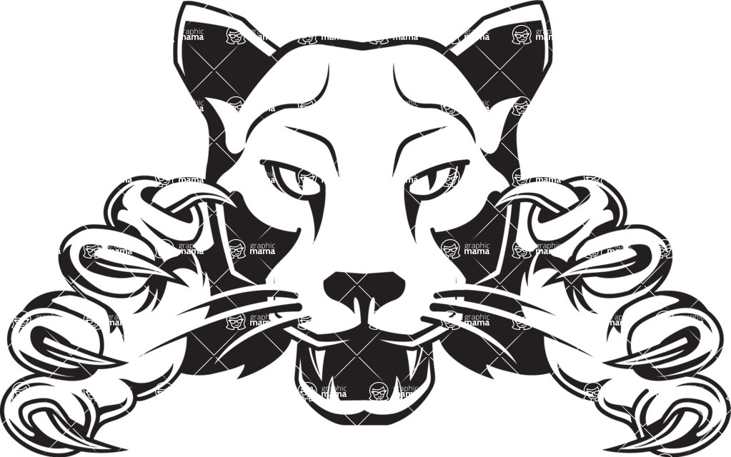 Vector Mascot Collection - Black and White  Panther Mascot